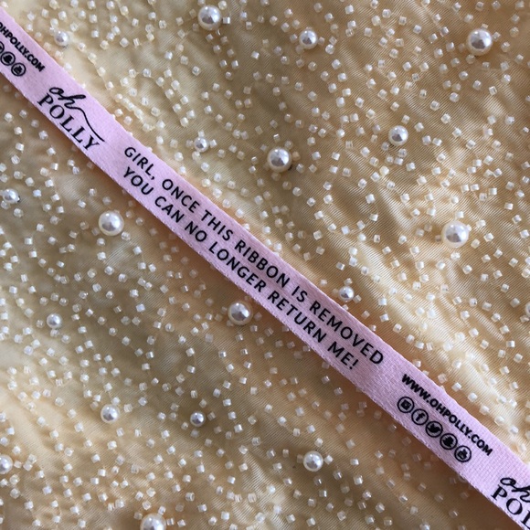 NWT Oh Polly VILLE FRANCHE Long Sleeve Deep Plunge Crop Top butterstick Yellow - Picture 12 of 12